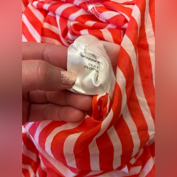 Diane Von Furstenberg Silk Blend Made In Italy Red and White Striped Dress Large - Picture 10 of 10